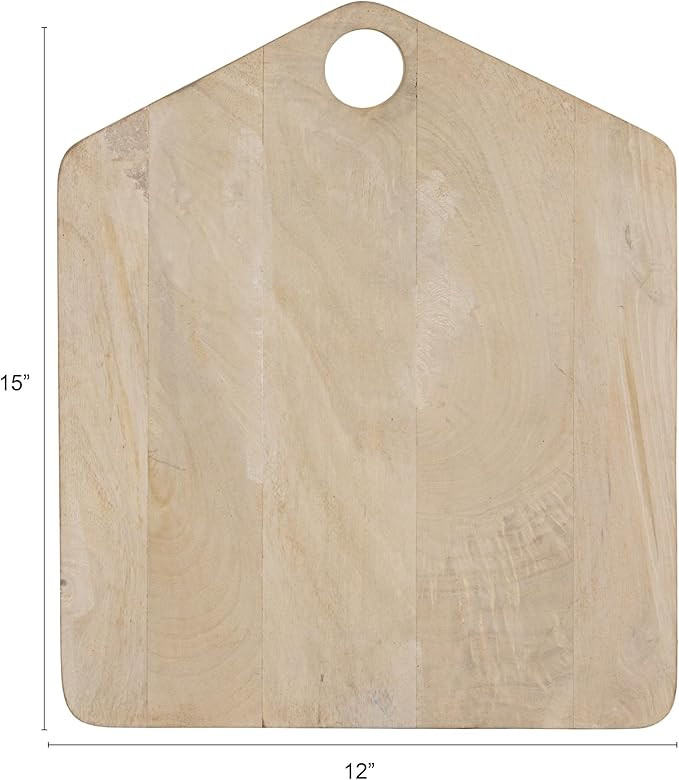 Creative Co-Op Mango Wood Cheese/Cutting Board with Handle, Whitewashed | Amazon (US)