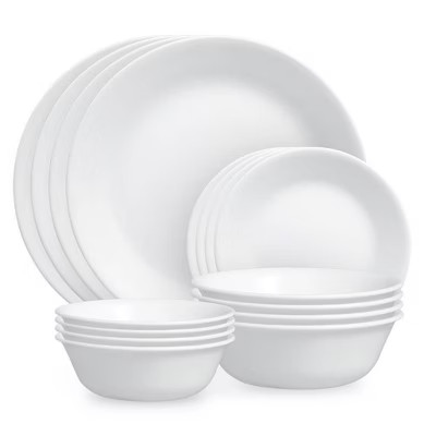 Corelle 16pc Winter Frost White Dinnerware Set: Microwave & Dishwasher Safe, Service for 4, Inclu... | Target