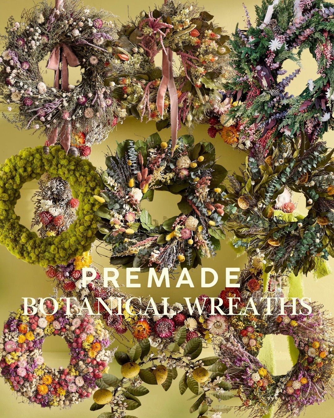 Botanical holiday wreathes