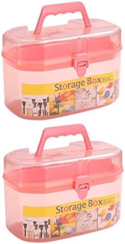 Soziyu 2PCS Art and Craft Storage Box with Removable Tray, Multipurpose Plastic Organizer and Sto... | Amazon (US)