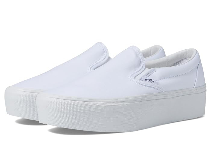 Vans Classic Slip-On Stackform Shoes Checkerboard Black/Classic White : Men's 7 - Women's 8.5 Medium, Textile | Zappos.com