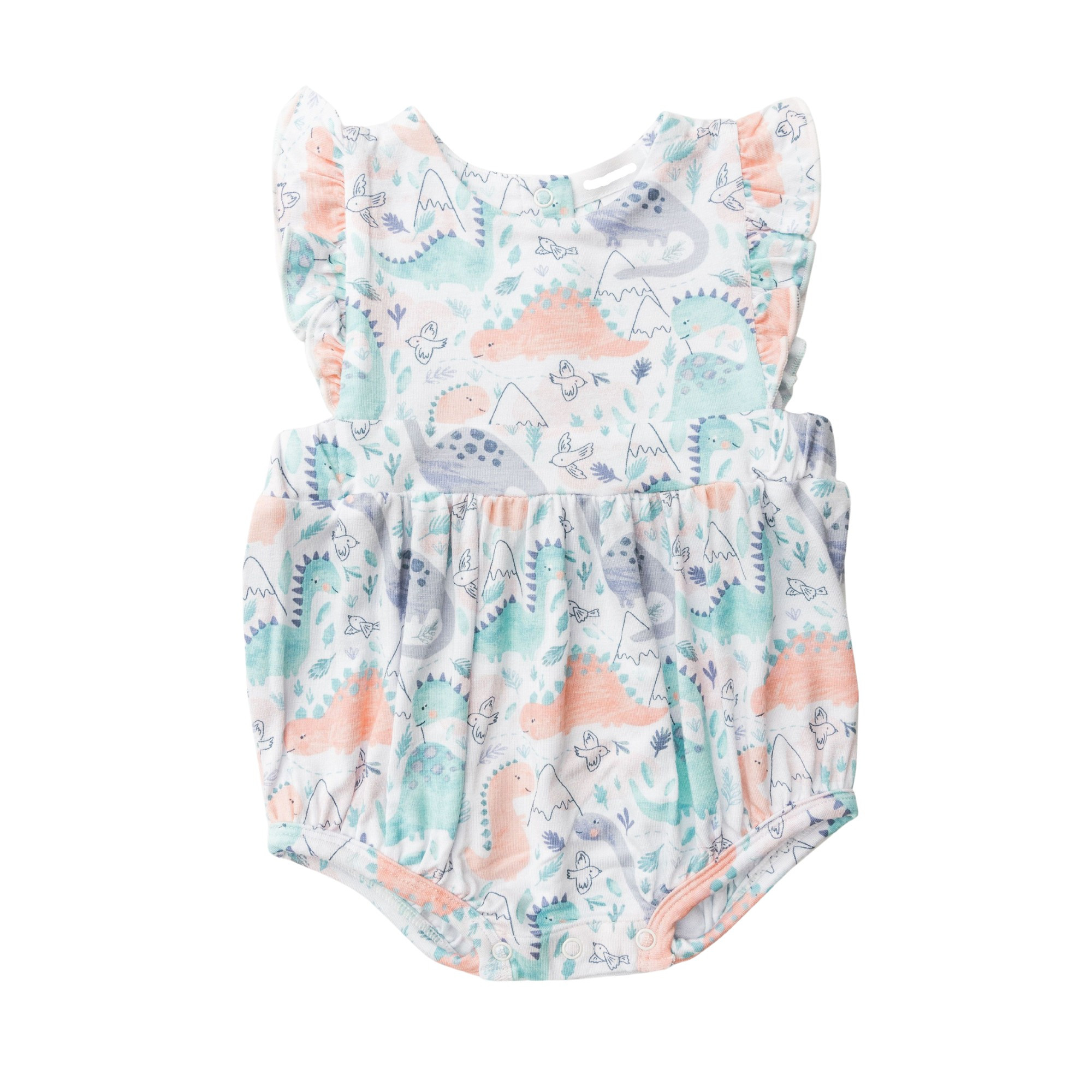 Ruffle Sunsuit, Dino Pink | SpearmintLOVE