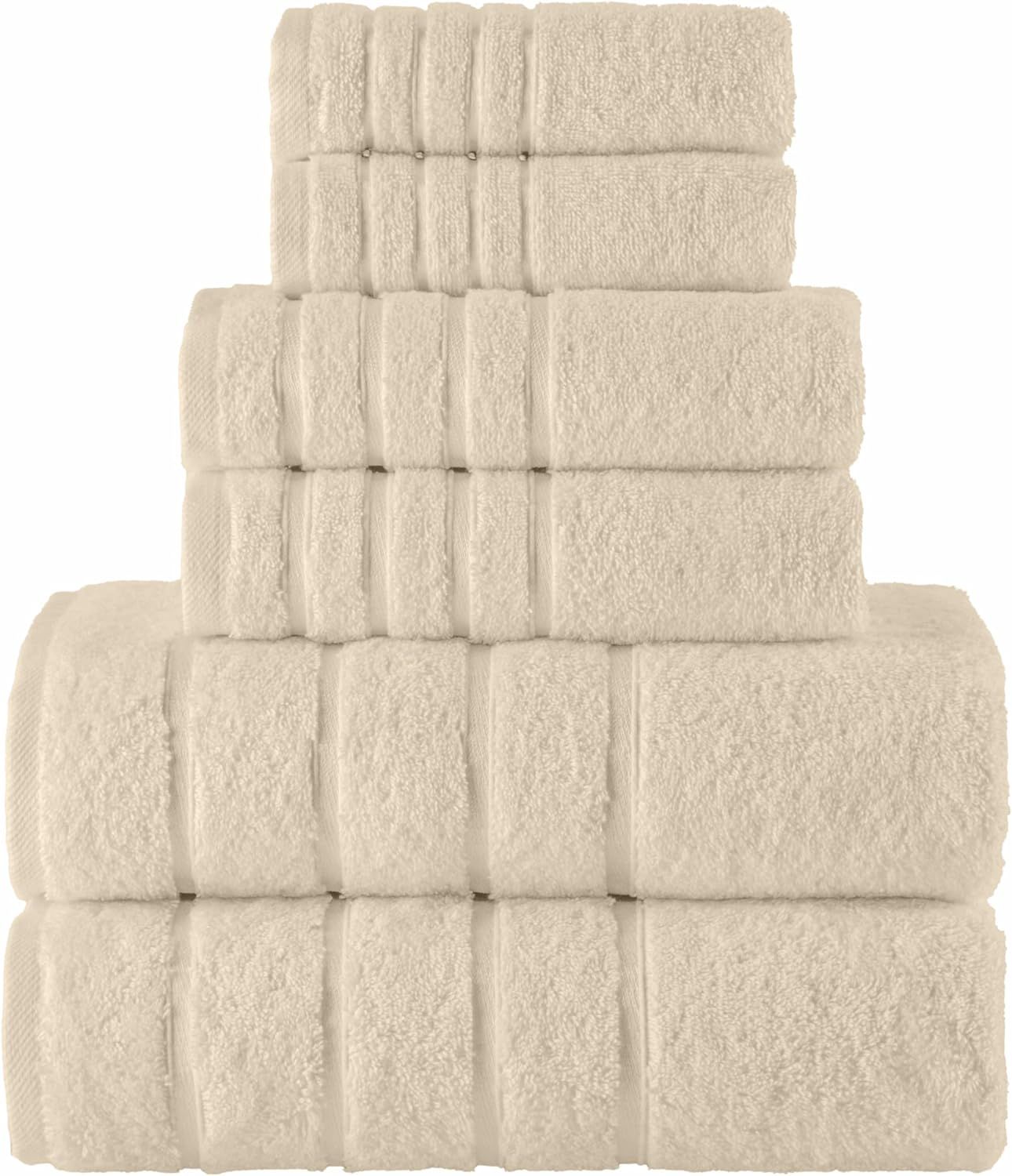 Elegant Comfort 4 Lines Viscose Stripe 6-Piece Premium Towel Set - 100% Turkish Cotton High Absor... | Amazon (US)