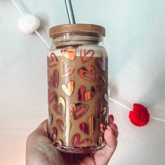 Heart Wrap Glass Can  Heart Glass Can  Heart Wrap Glass Cup | Etsy | Etsy (US)