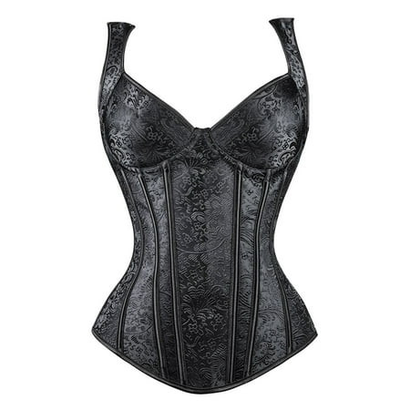 MISS MOLY Women s Gothic Jacquard Shoulder Straps Tank Overbust Corset Bustiers Plus Size Black Styl | Walmart (US)