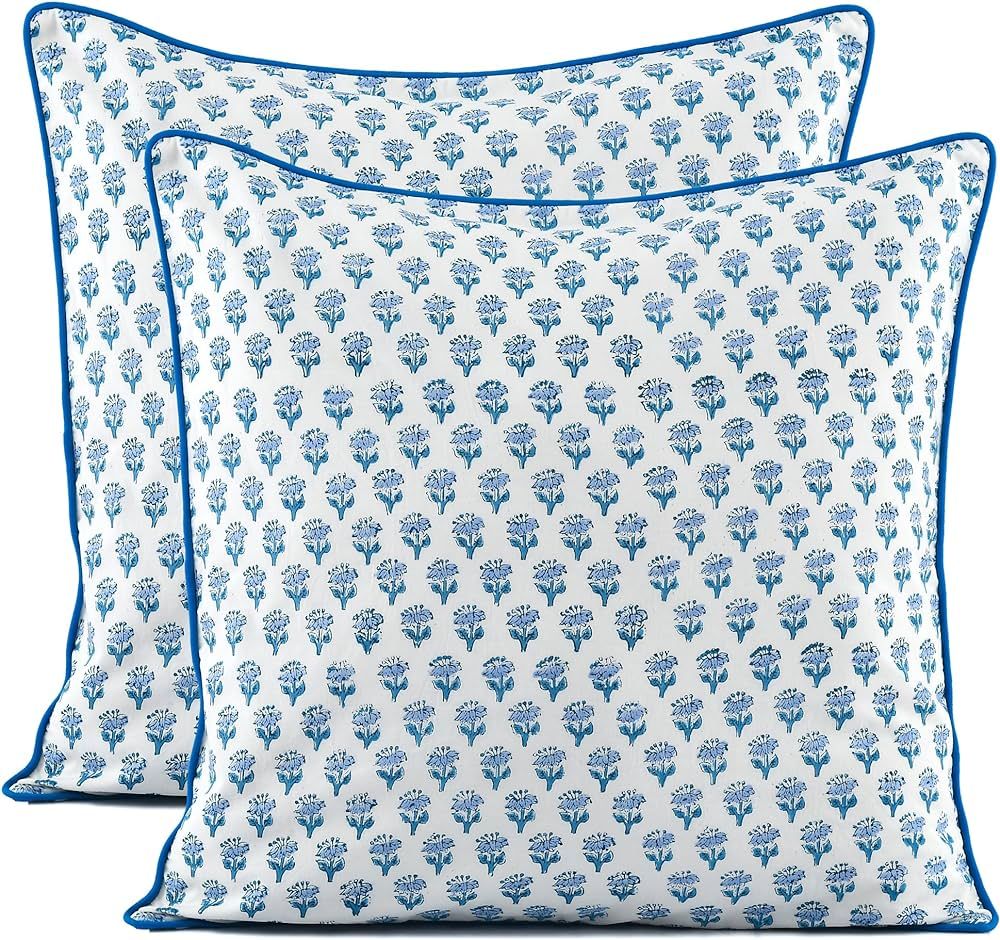 CPC Throw Pillow Covers for Couch, 100% Cotton Block Print Decorative Couch Pillows for Living Ro... | Amazon (US)