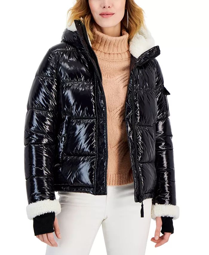 S13 Women's Jane Faux-Fur-Trim Hooded Puffer Coat - Macy's | Macy's