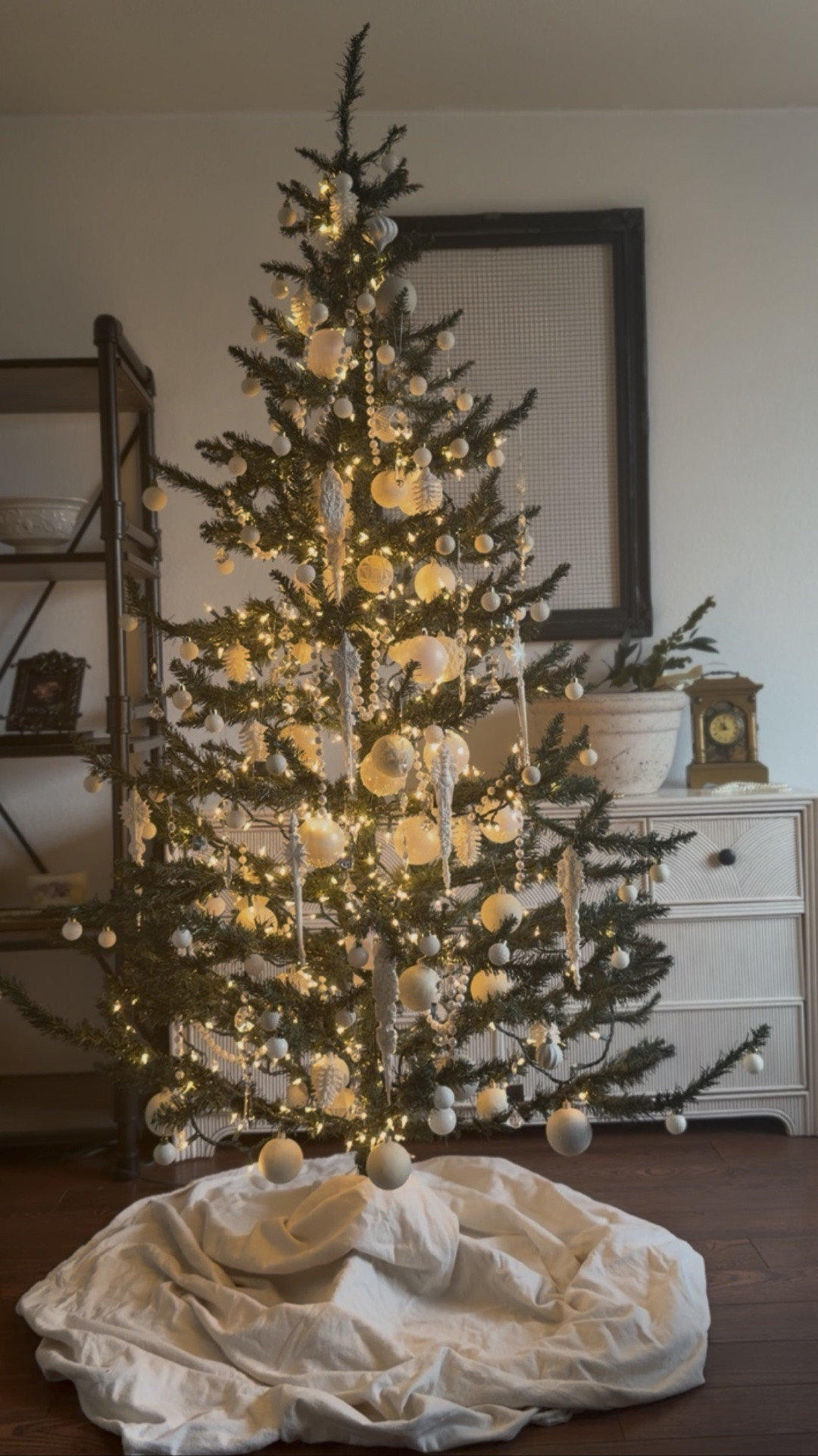 Monochromatic vintage Christmas tree vibes. 🤍 

A sparse Christmas tree like this can be hard to find, but when you do, experiment with a classy mix of pearl, crystal and white ornaments. It’s a really peaceful, airy silhouette that shows off your favorite long ornaments. Linking some @Wayfair  favorites you can buy to fill up your trees with this December. ♥️

#LTKSeasonal #LTKHome