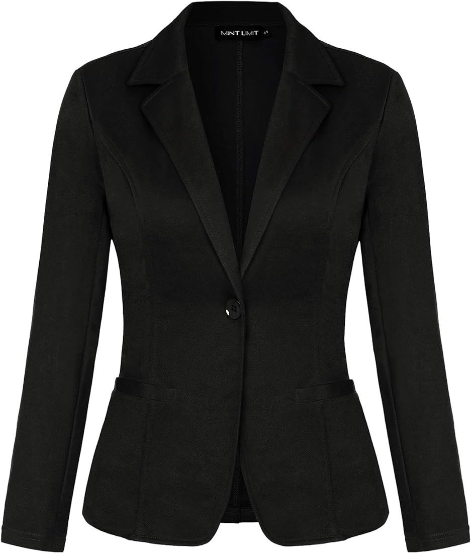 MINTLIMIT Blazers for Women Casual Long Sleeve Button Front Blazer Work Office Blazers Jacket with P | Amazon (US)