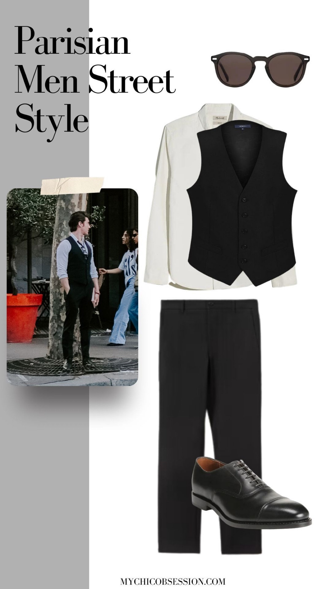 For a look that will transition you from business professional to happy hour, try a white Oxford button down, black trousers, a black suit vest, and classic dress shoes.

#LTKstyletip #LTKSeasonal #LTKmens