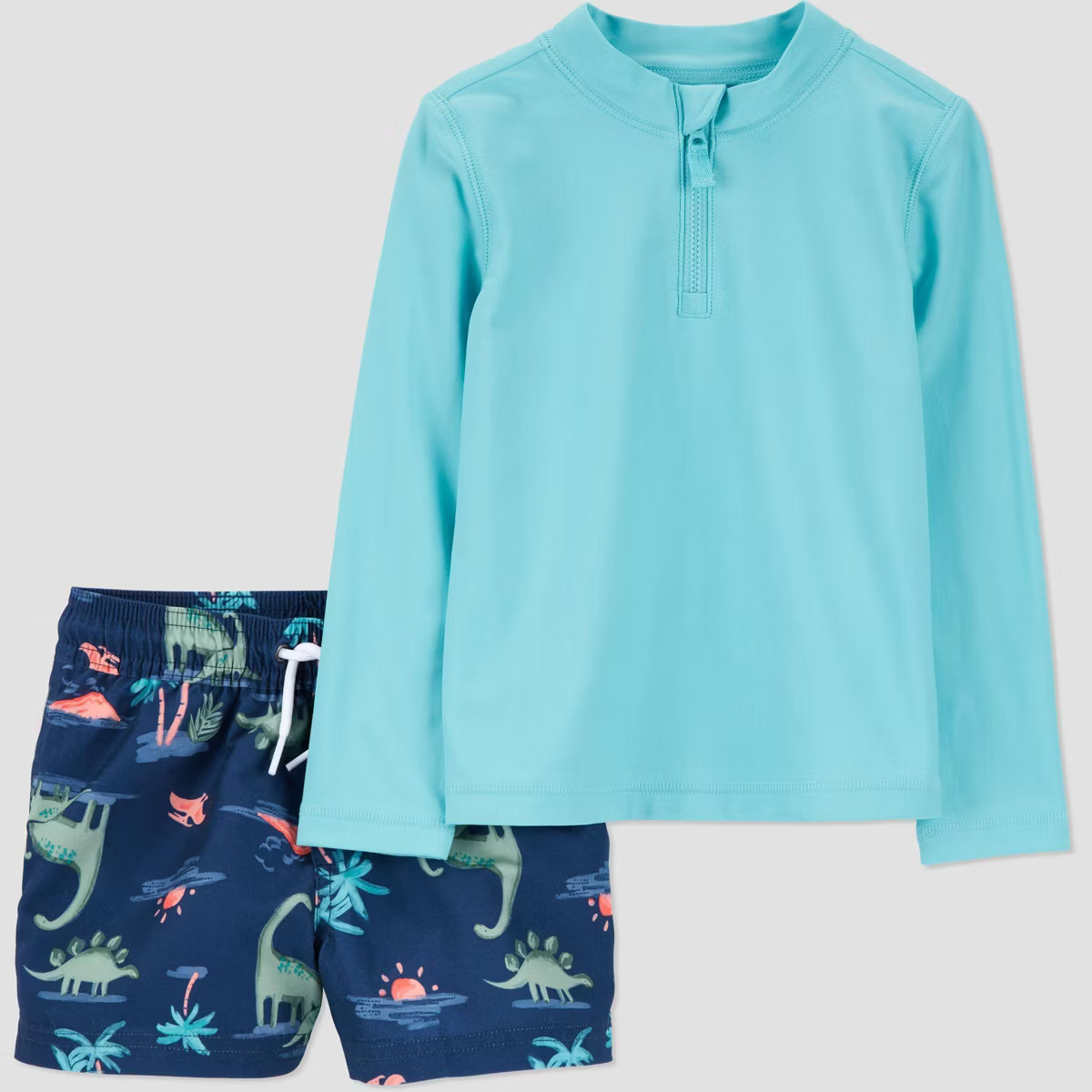 Carter's Just One You® Toddler Boys' Long Sleeve Dinosaur Rash Guard and Trunk Set - Blue | Target