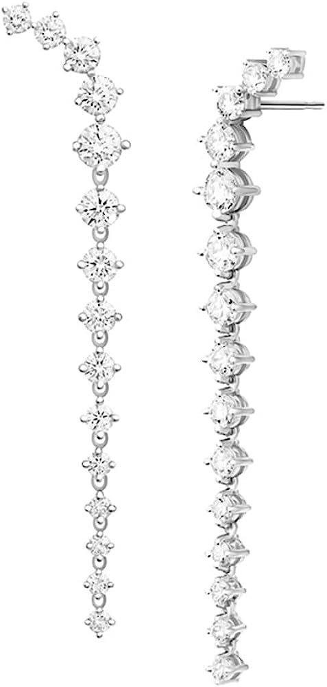 Long Cubic Zirconia Earrings Gold Silver Diamond Dangle Earrings Climber Earrings for Women Girls... | Amazon (US)