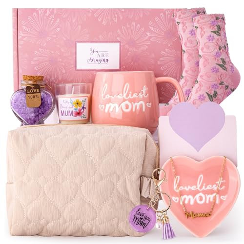 Mom Birthday Gifts for Mom from Daughter Son - Funny Mothers Day Birthday Gifts Ideas for New Moms Mother - 14Oz Ceramic Coffee Mug, Heart-Shaped Jewelry Dish, Gift Boxed Set, 10pcs - Best Moms Gift | Amazon (US)