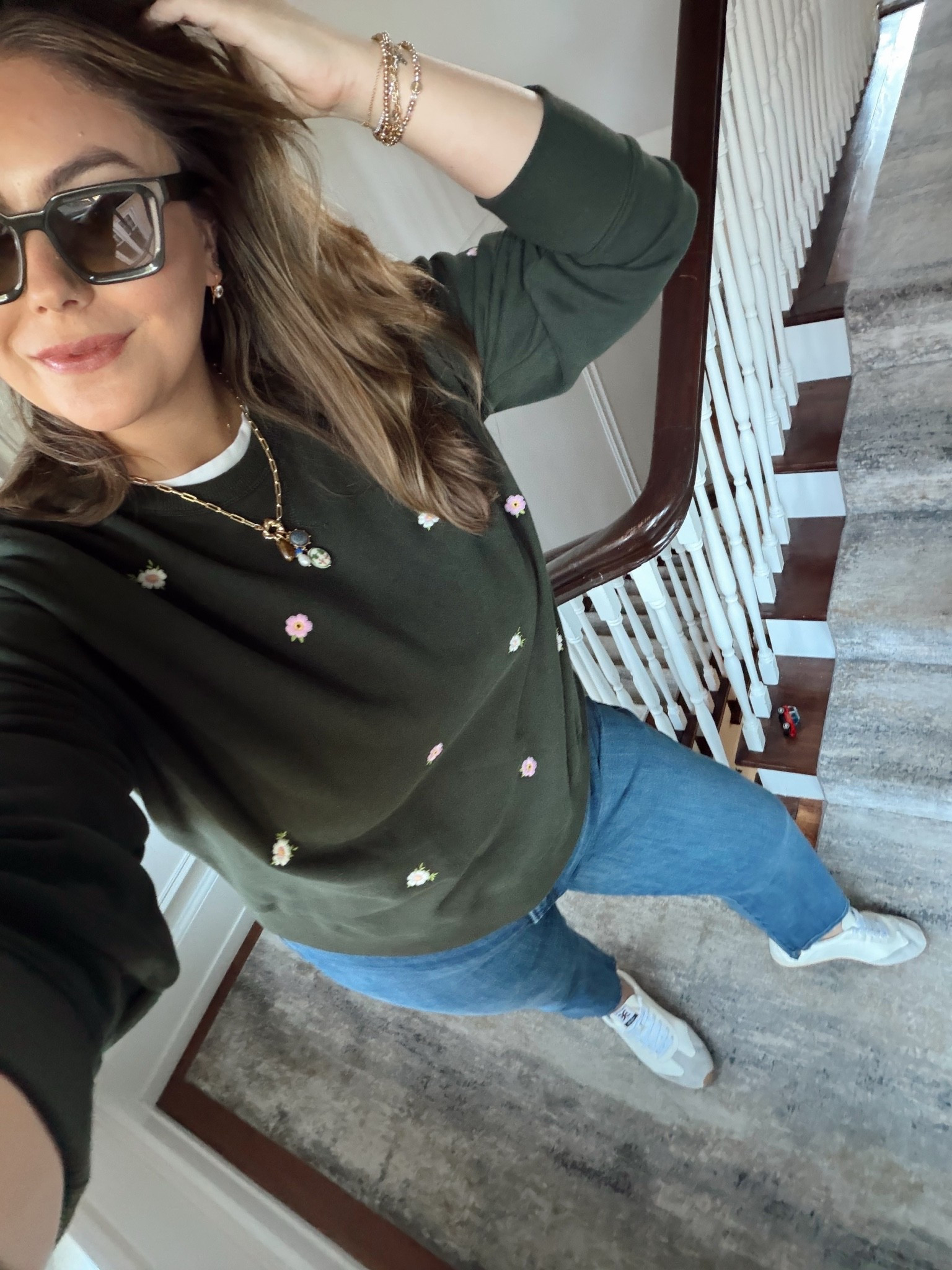 Fall outfit - wearing size XXL in crewneck, 2X in tee, 16Plus in jeans. Use CARALYN15 at Good American

#LTKootd #LTKSeasonal #LTKPlusSize