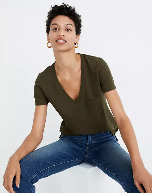 Whisper Cotton V-Neck Pocket Tee | Madewell