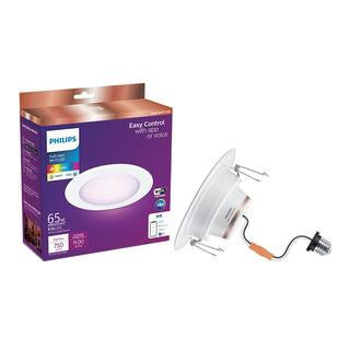 5 in. / 6 in. LED Color and Tunable White 65W Equivalent Dimmable Smart Wi-Fi Wiz Recessed Light Kit (4 Pack) | The Home Depot