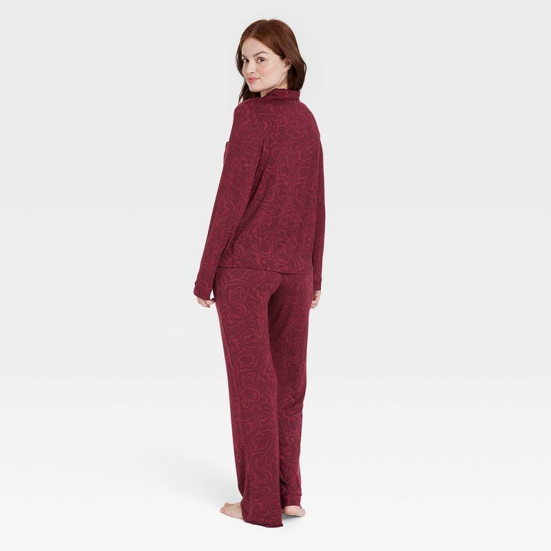 Women&#39;s Swirl Print Beautifully Soft Long Sleeve Notch Collar Top and Pants Pajama Set - Star... | Target