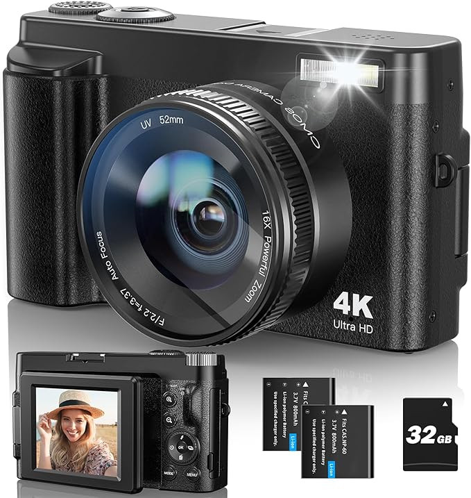 4K Digital Camera for Photography and Video, Autofocus 48MP Vlogging Camera 180° Flip Screen for... | Amazon (US)