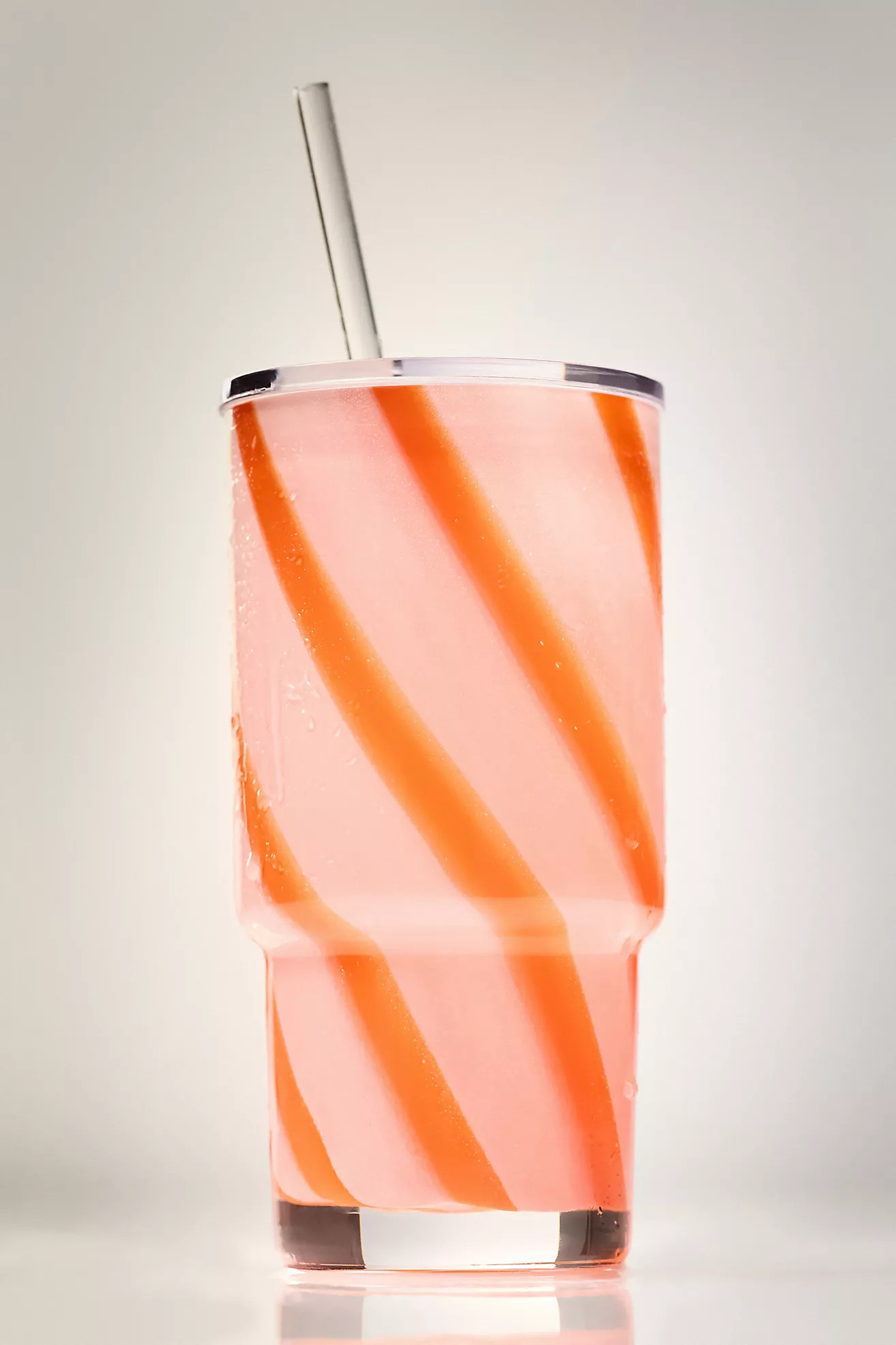 The Ribbon Stripe Glass Tumbler with Lid | Anthropologie (US)