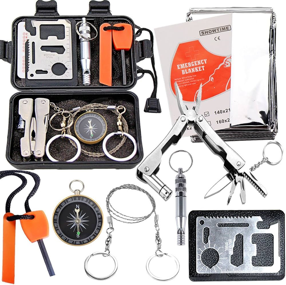 EMDMAK Survival Kit Outdoor Emergency Gear Kit for Camping Hiking Travelling or Adventures | Amazon (US)