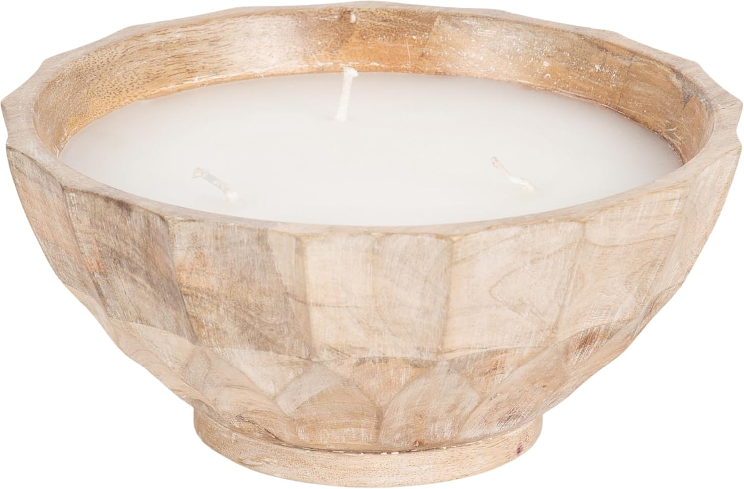 Kate and Laurel Plete Round Pleated Wood Candle Bowl, 8 Inch Diameter, Light Natural, Modern Scal... | Amazon (US)