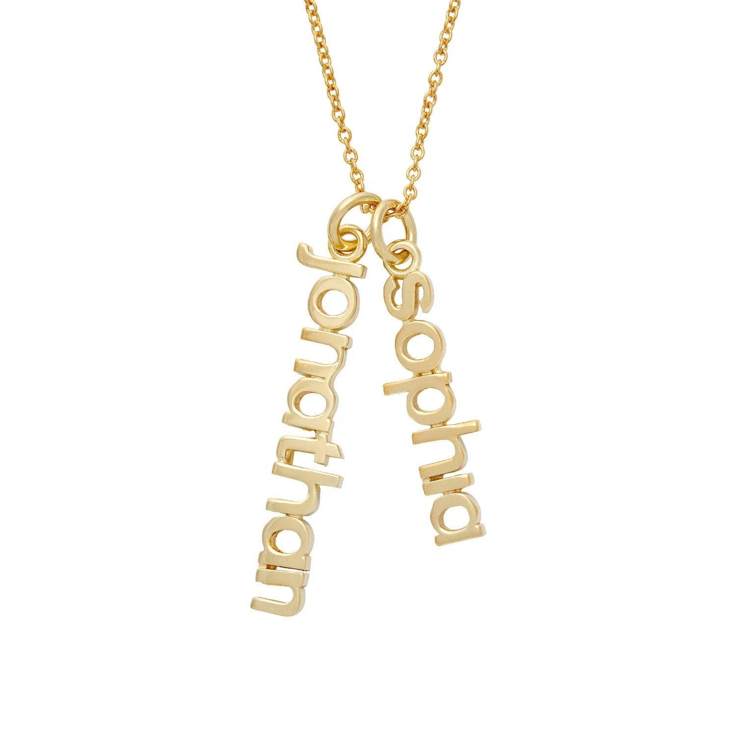 Gold Vertical Name Necklace - 2 Names | Tiny Tags
