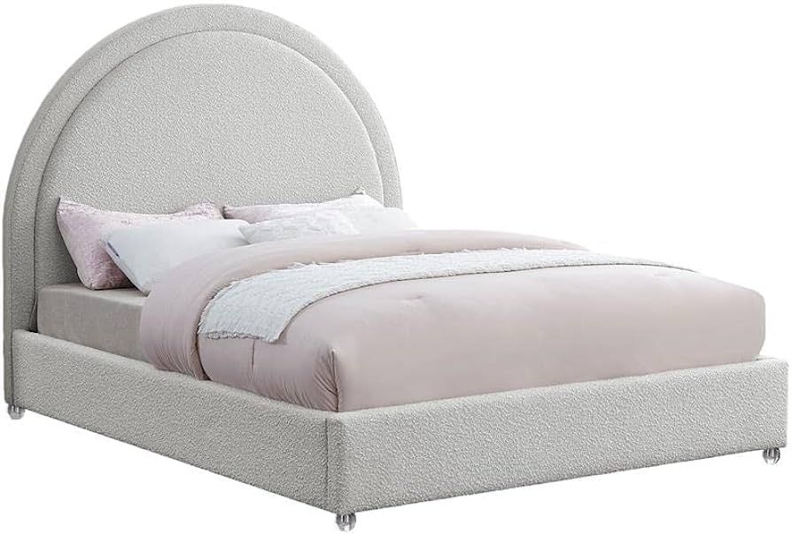 MAKLAINE Contemporary Designed Cream Finished Fabric Full Bed | Amazon (US)