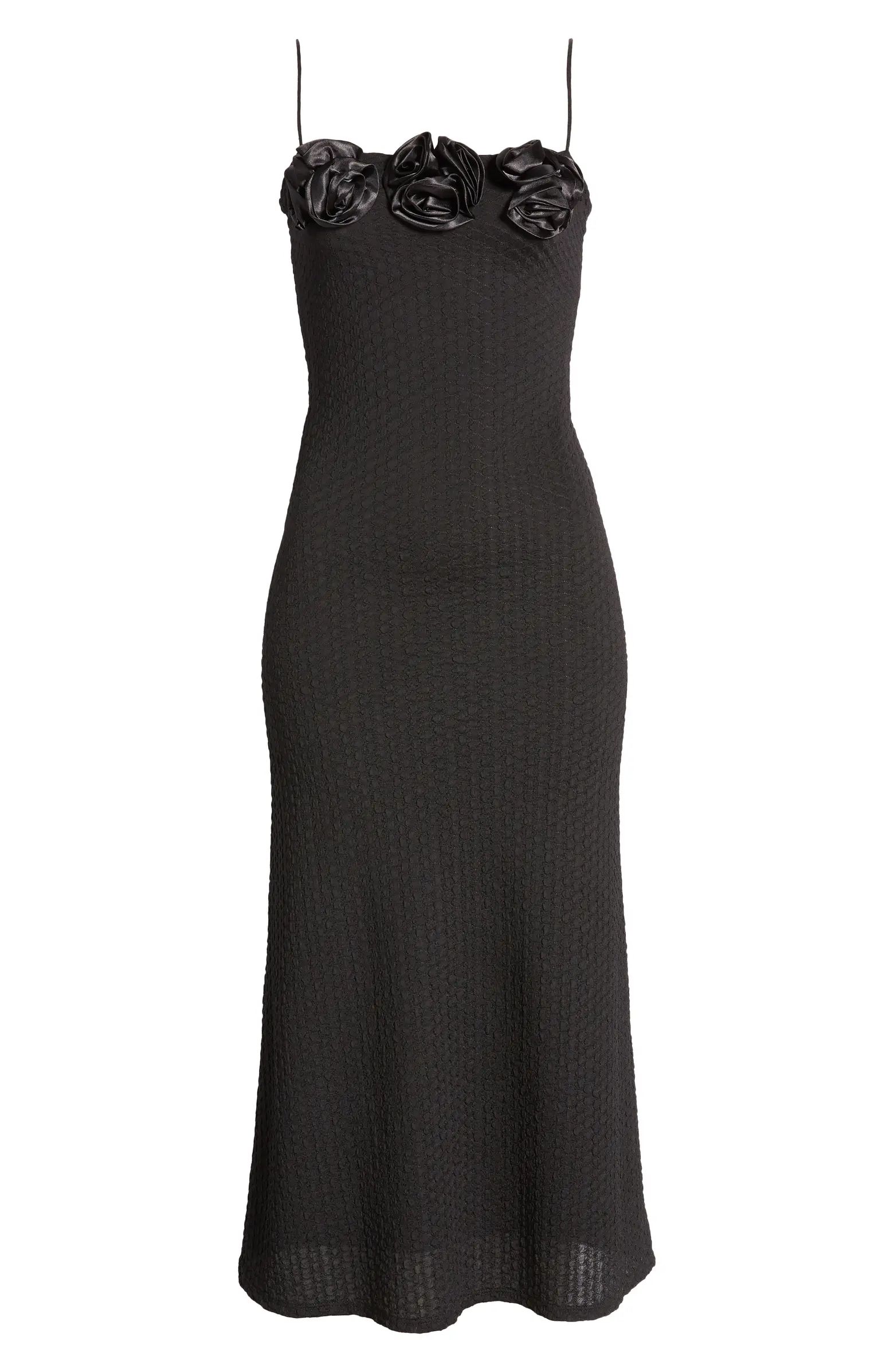 Charles Henry Rosette Textured Sleeveless Knit Midi Dress | Nordstrom | Nordstrom