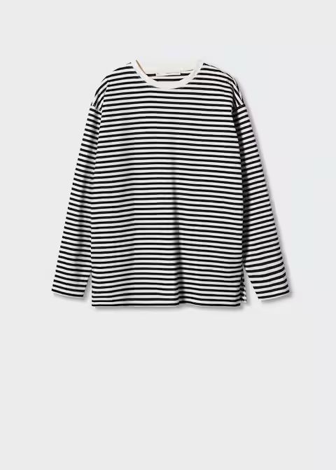 Striped cotton t-shirt -  Women | Mango United Kingdom | MANGO (UK)