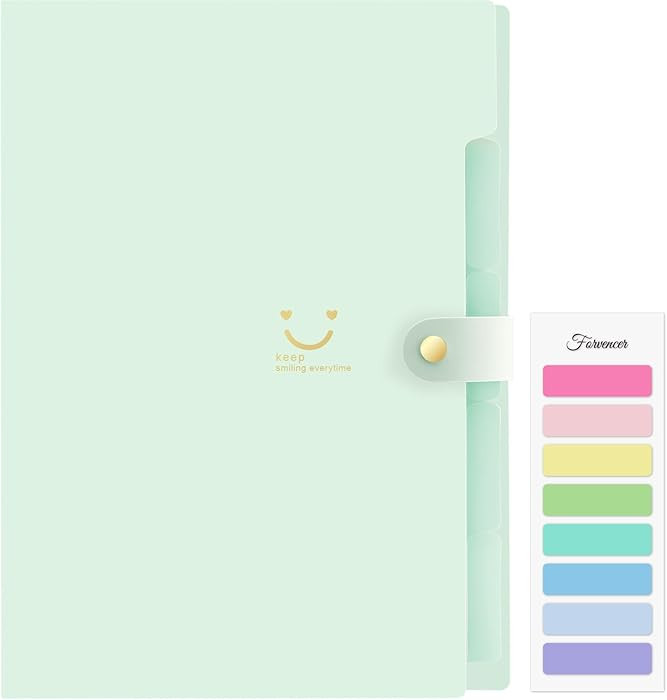 Forvencer Accordion File Organizer, Letter Size, 5 Pocket Expanding File Folder, Cute File Folder... | Amazon (US)