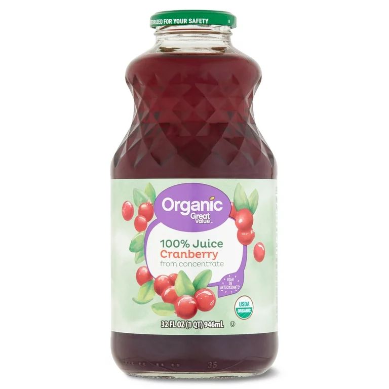Great Value Organic Cranberry Juice, 32 fl oz | Walmart (US)