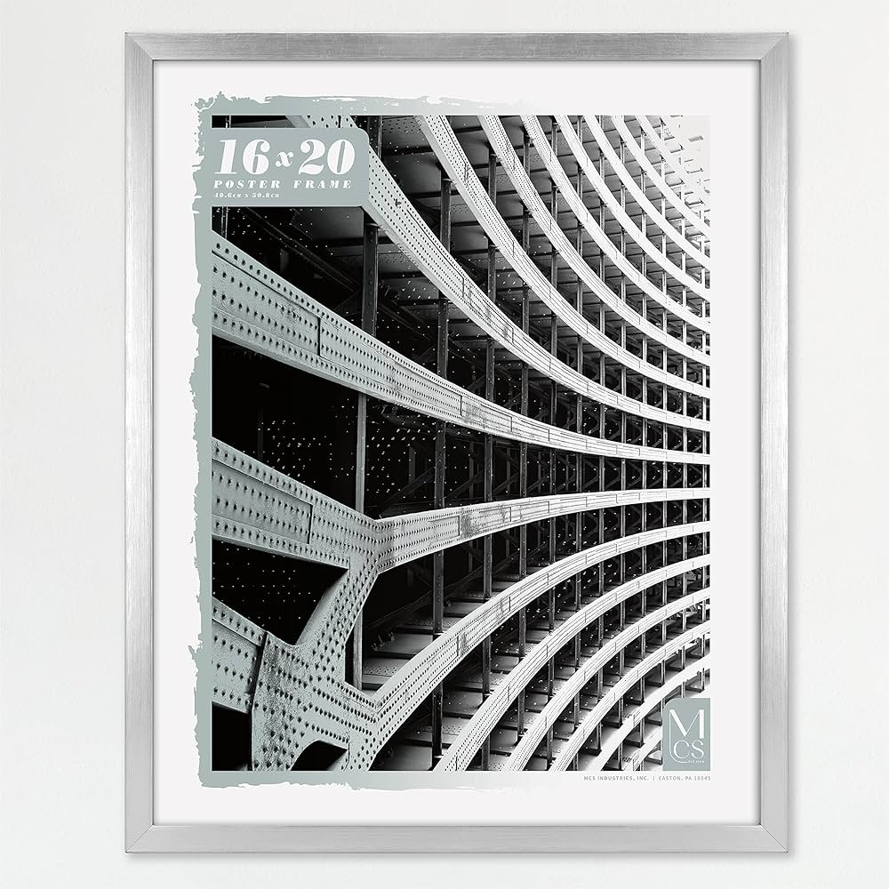 MCS Gallery Foundation Poster Frame, Picture Frame For Wall Art, Silver, 16 x 20 Inch, Single | Amazon (US)