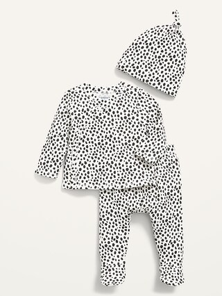 Unisex 3-Piece Kimono Top, Pants & Beanie Layette Set for Baby | Old Navy (US)