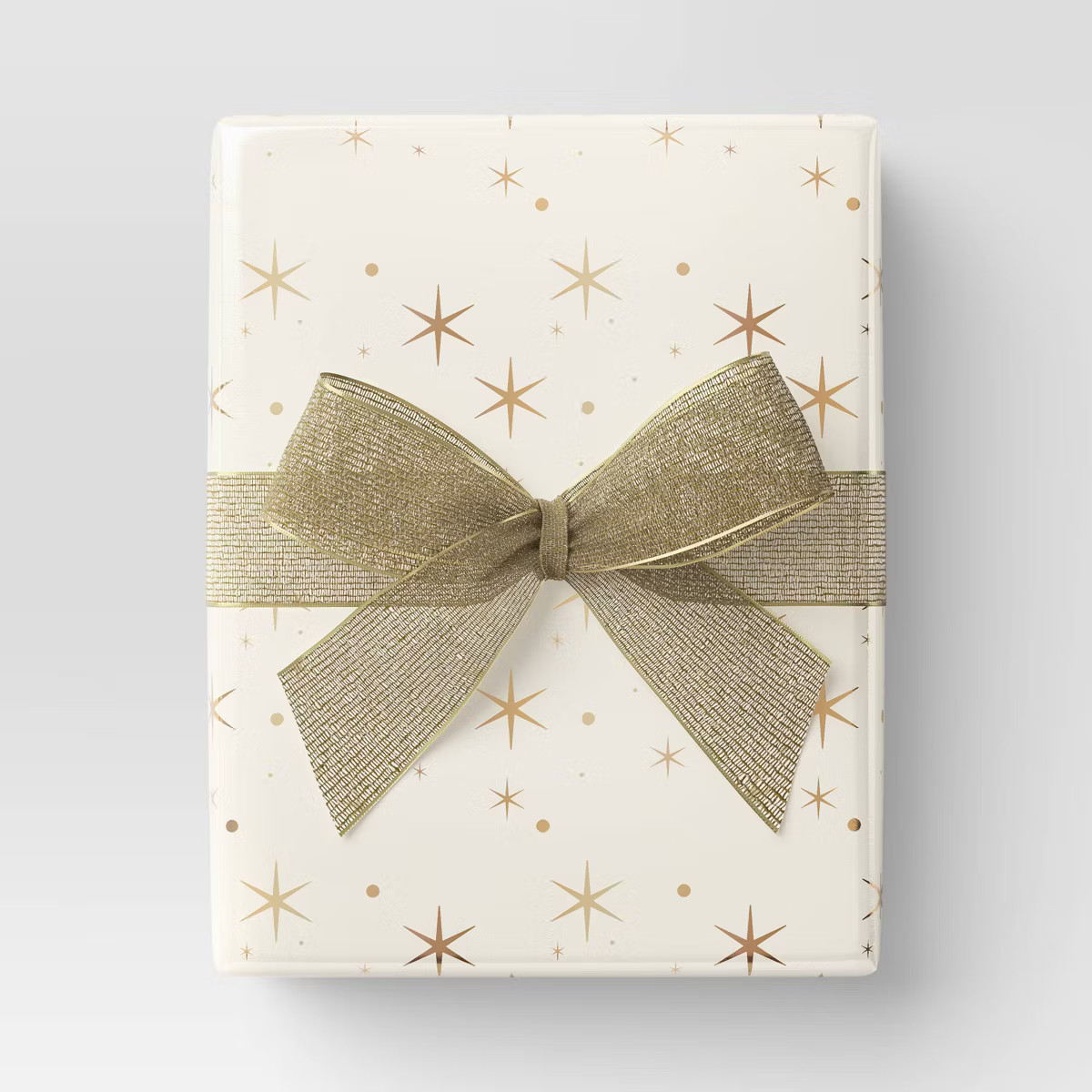 90 sq ft Metallic Gold Star Christmas Gift Wrap Cream - Wondershop™: 36' x 30" | Target