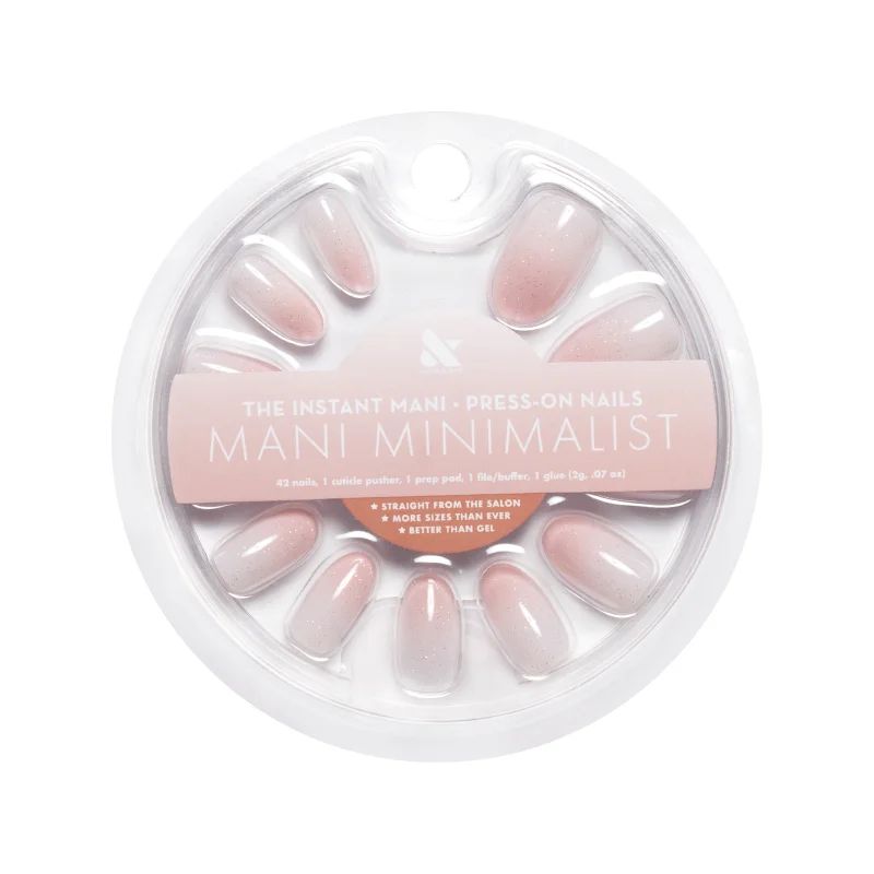 Olive & June Instant Mani Minimalist Oval Medium Press-On Nails, Rose Gradient Shimmer, 42 Pieces | Walmart (US)