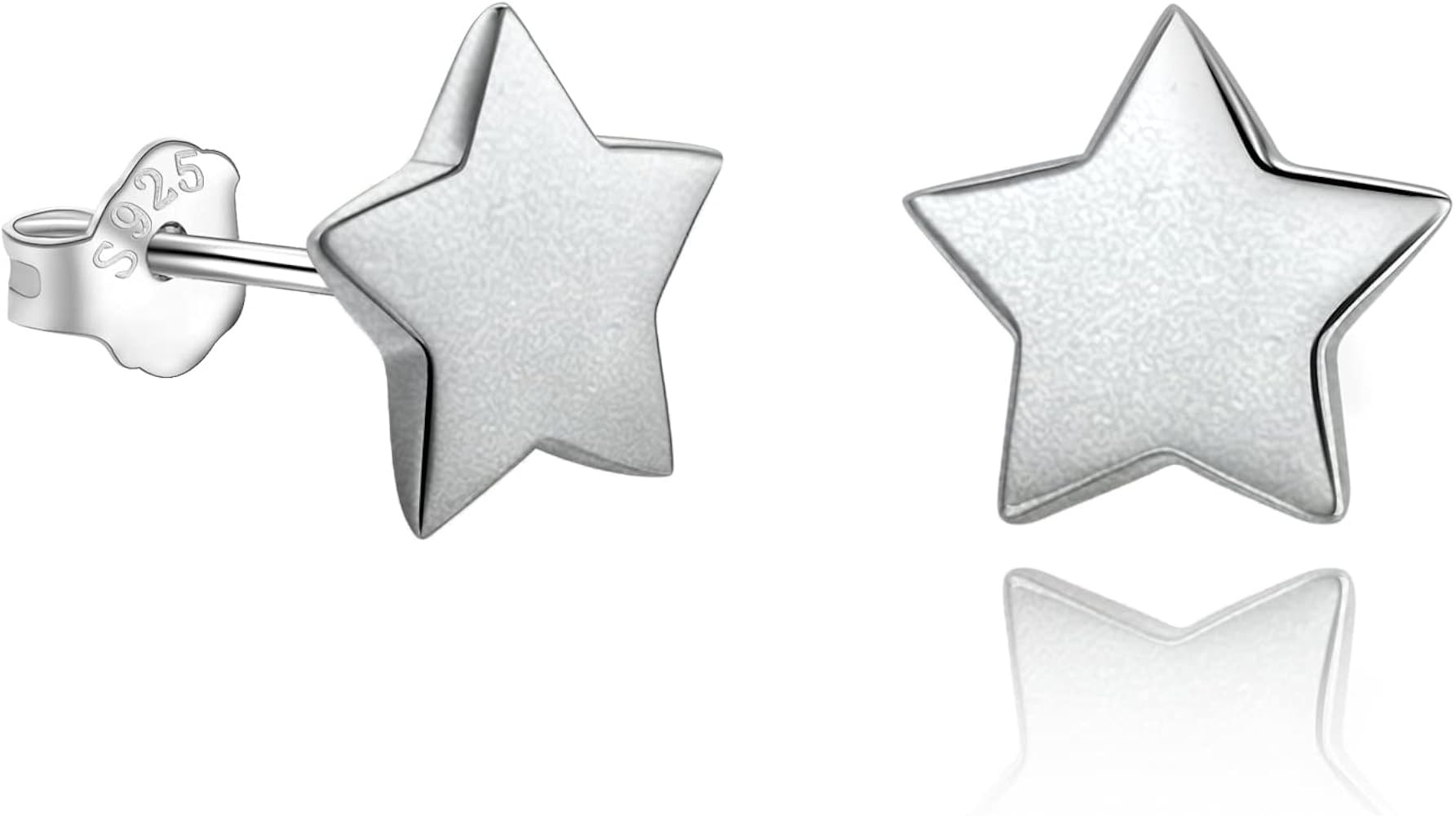 925 Sterling Silver Star Stud Earrings 5mm-10mm Options, Stars Studs Brushed Finish Design Hypoal... | Amazon (US)