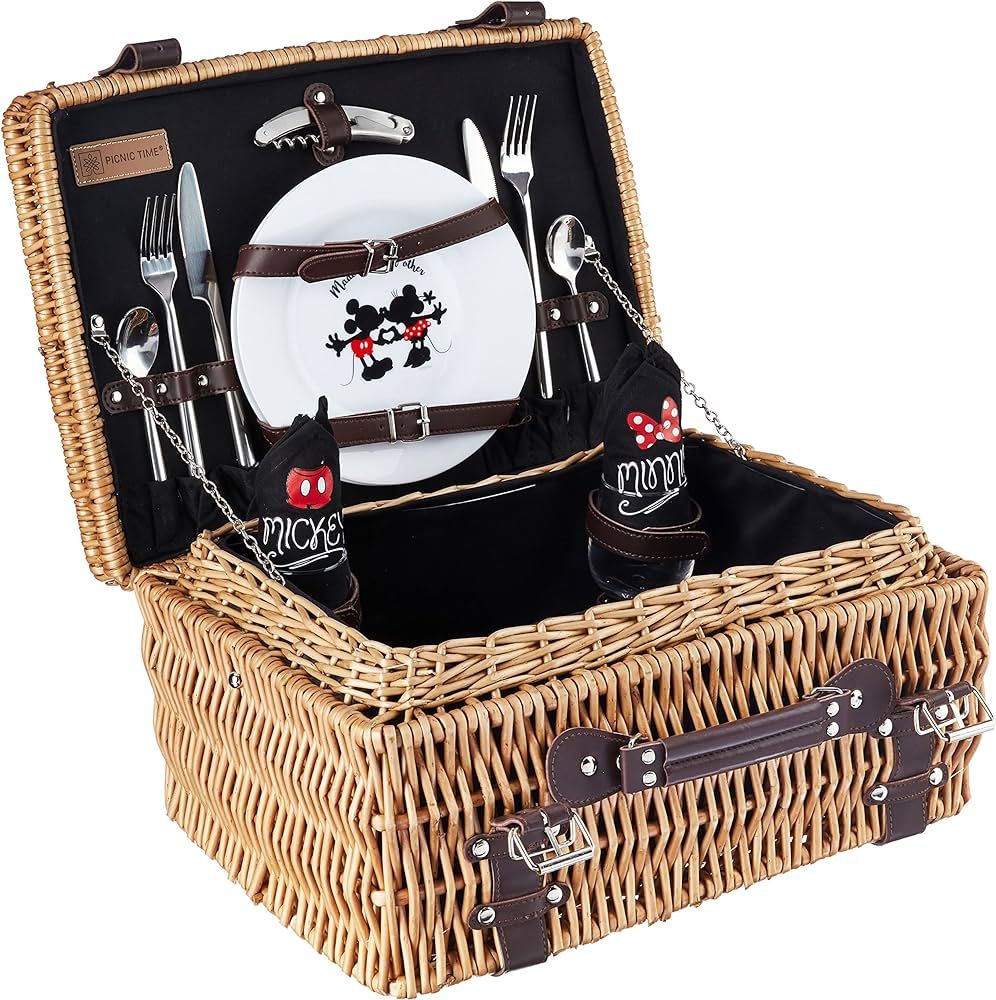 PICNIC TIME Disney Mickey Mouse & Minnie Mouse Champion Picnic Basket for 2, Large Wicker Picnic ... | Amazon (US)