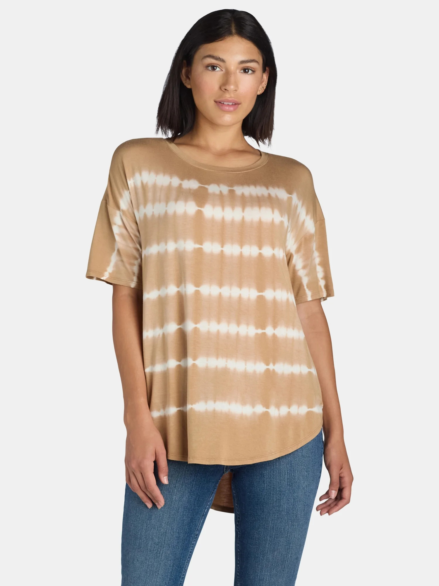 Time and Tru Women's Crew Neck Tunic Tee, 2-Pack, Sizes XS-XXXL | Walmart (US)