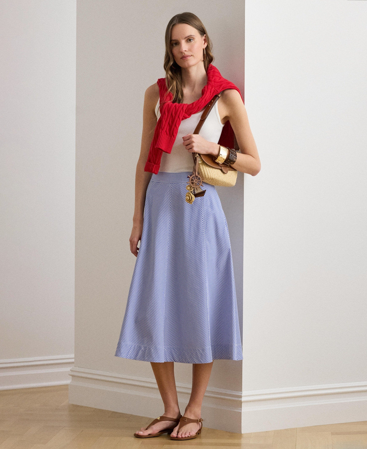 Lauren Ralph Lauren Women's Striped Paneled Skirt - Blue/white | Macy's