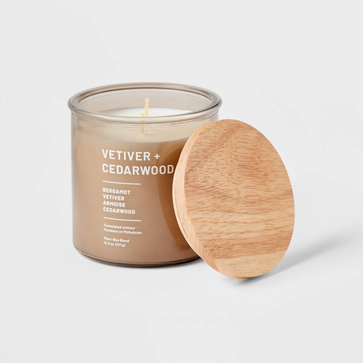 2-Wick Tinted Glass Vetiver + Cedarwood Lidded Jar Candle Light Brown 14.5oz - Threshold™ | Target