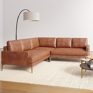 Andes Leather 3-Piece L-Shaped Sectional (94"–105") | West Elm (US)