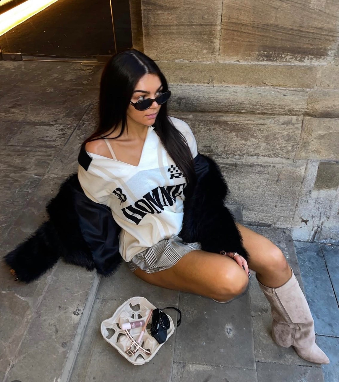 Cool girl look - check skirt - fur coat 

#LTKstyletip #LTKautumn #LTKuk