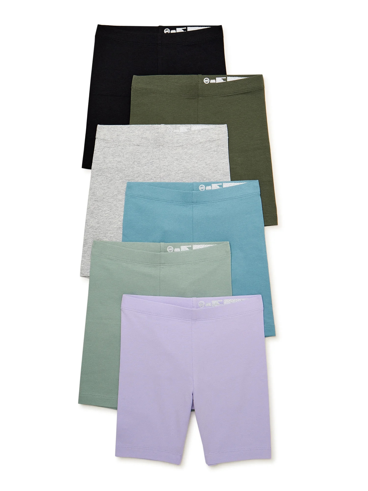 Wonder Nation Girls Jersey Knit Bike Shorts, 6-Pack, Sizes 4-18 & Plus | Walmart (US)