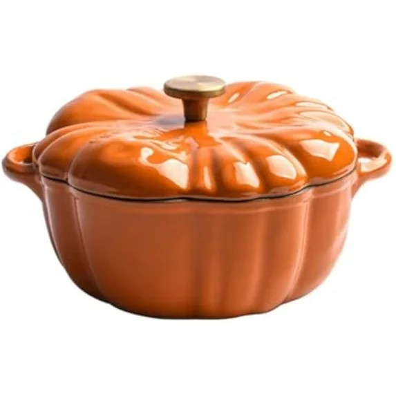 Enameled Cast Iron Dutch Oven with Lid,  Cute Halloween Decor Pumpkin Pot, Covered Dutch Oven Sto... | Walmart (US)