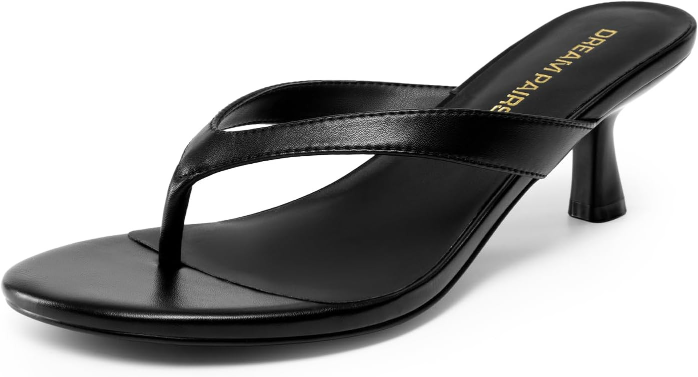 DREAM PAIRS Women's Dress Kitten Heel Sandals Flip Flops | Amazon (US)