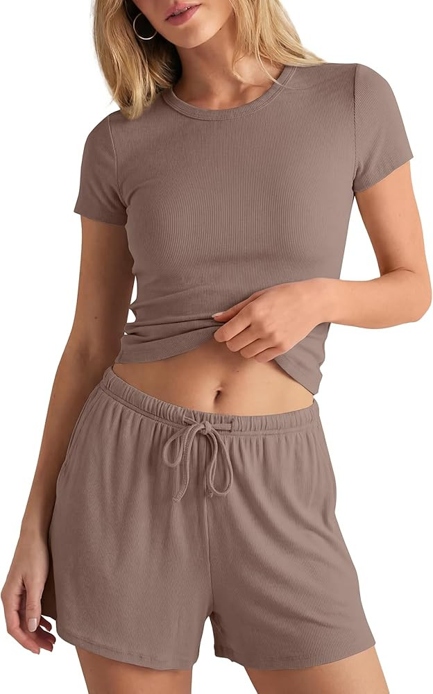 Darong 2 Piece Shorts Set for Women Summer Lounge Wear Casual Airport Travel Outfits Matching Clo... | Amazon (US)