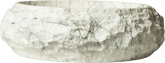 18'' Bathroom Sink, Irregular Oval Resin Vessel Basin with Stone Pattern, Artistic Style Sink, NO... | Amazon (US)