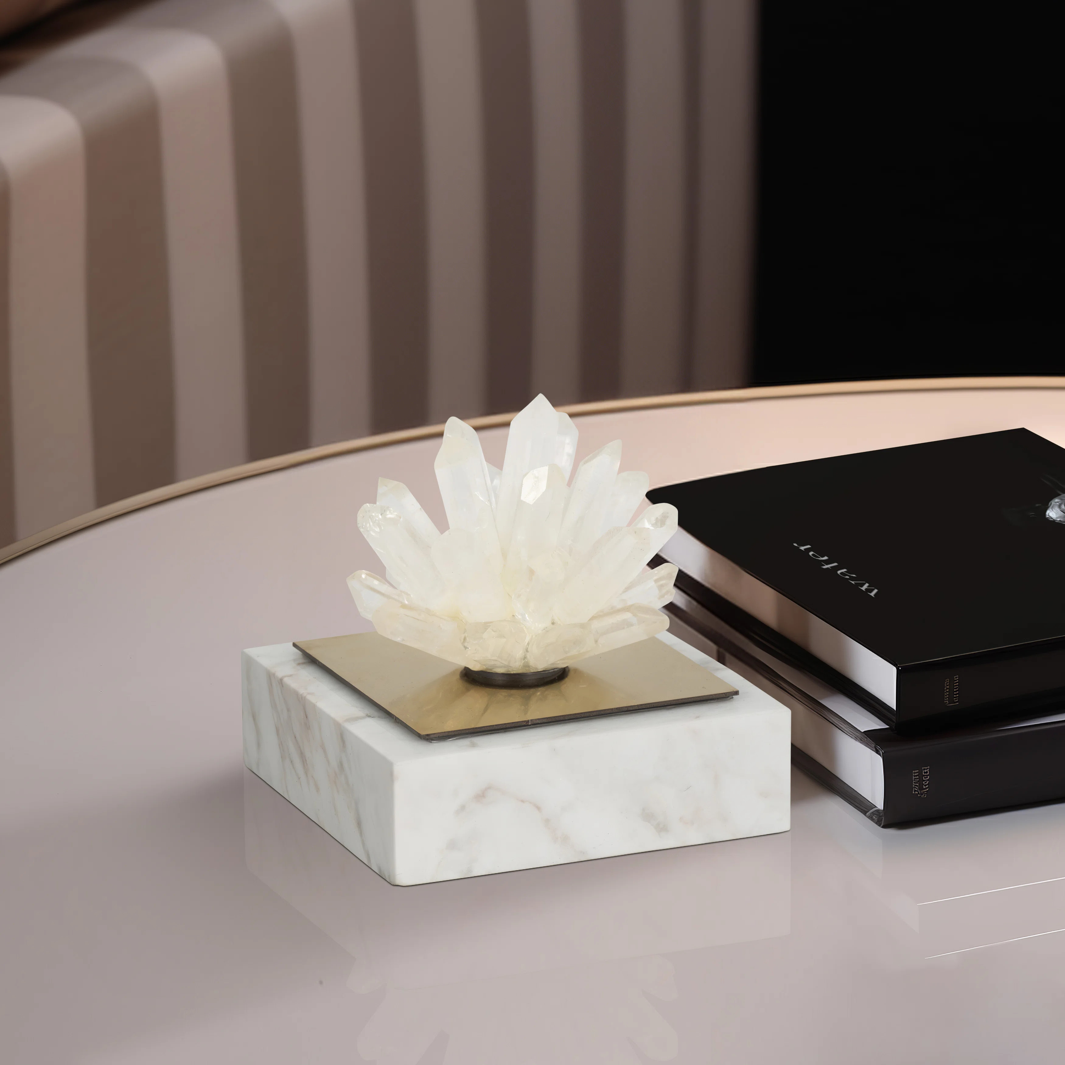 Glass Crystal Decorative Object with White Marble Base - 4" Modern Glam Accent for Home, Office, ... | Wayfair North America