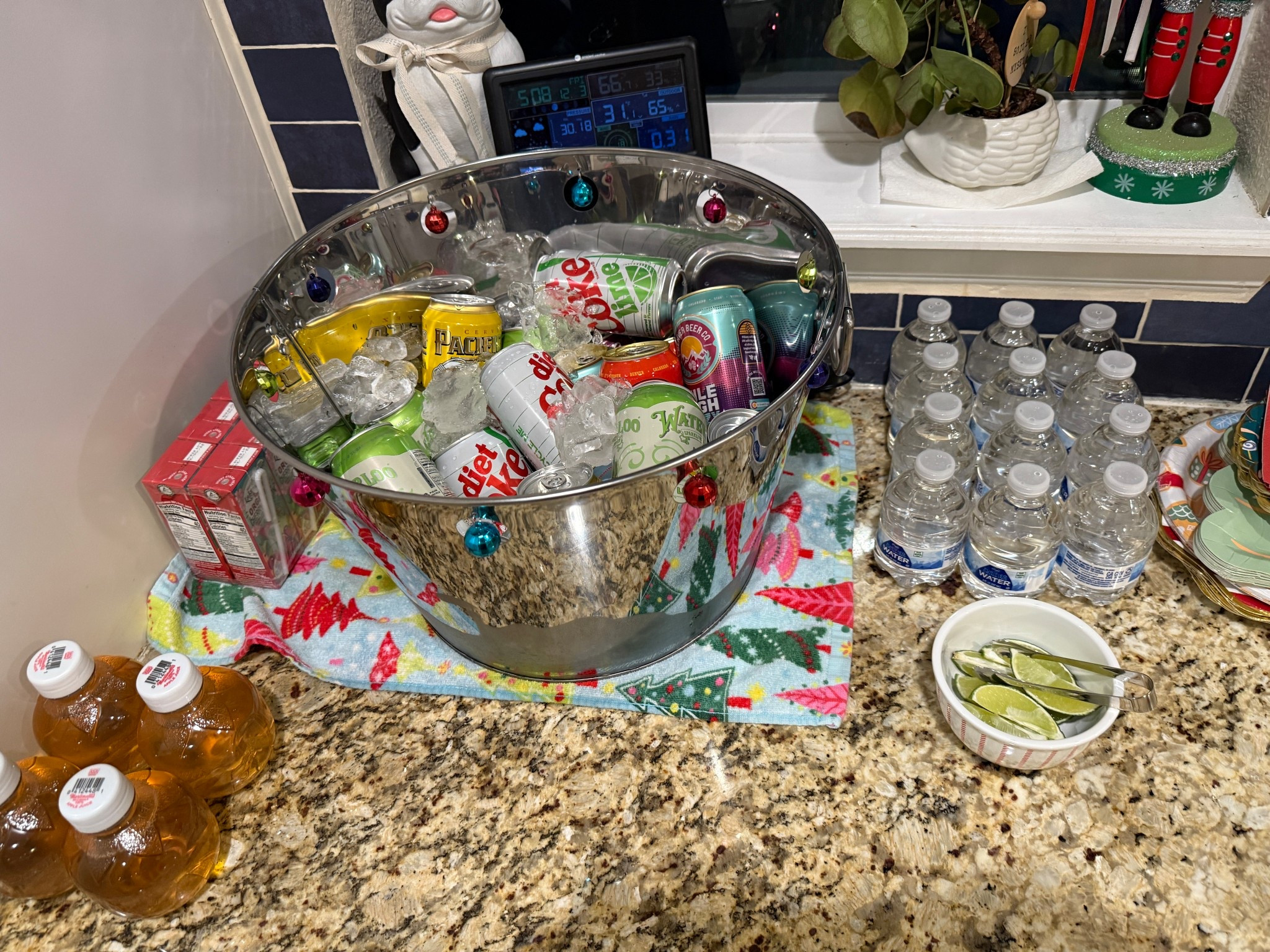 Non-alcoholic drinks and some beer for the folks who don’t want margaritas or hard cider 
#christmasparty #christmascocktails #christmasdrinkstation #drinkstation

#LTKSeasonal #LTKHome #LTKHoliday