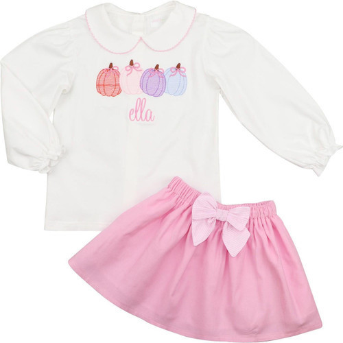 Pink Corduroy Pumpkin Skirt Set - Shipping Late September | Cecil and Lou